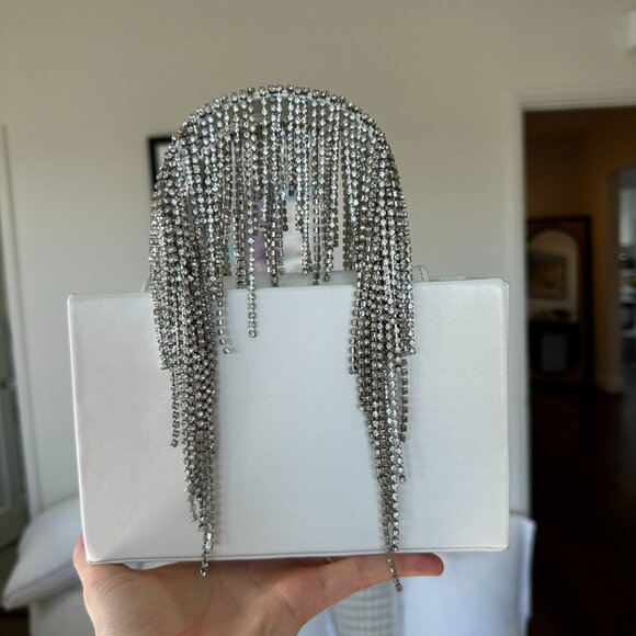KARA Handbags - KARA crystal embellished white handle bag